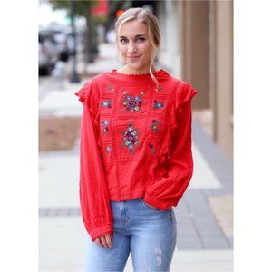 Free People Embroidered Top